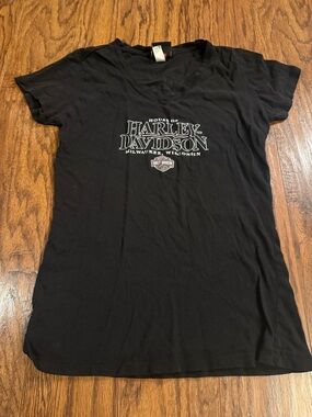 Harley-Davidson Black V-Neck Tee with White Logo